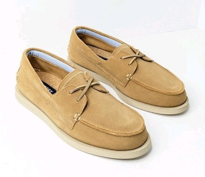 #ad Sperry Sirocco Boat Shoes Tan Suede Men#x27;s 7.5 Wide $60.79