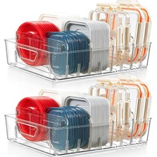 2 PACK Kitchen Cabinet Organizer for Food Contanier Lid, Clear Plastic Lid Ho...