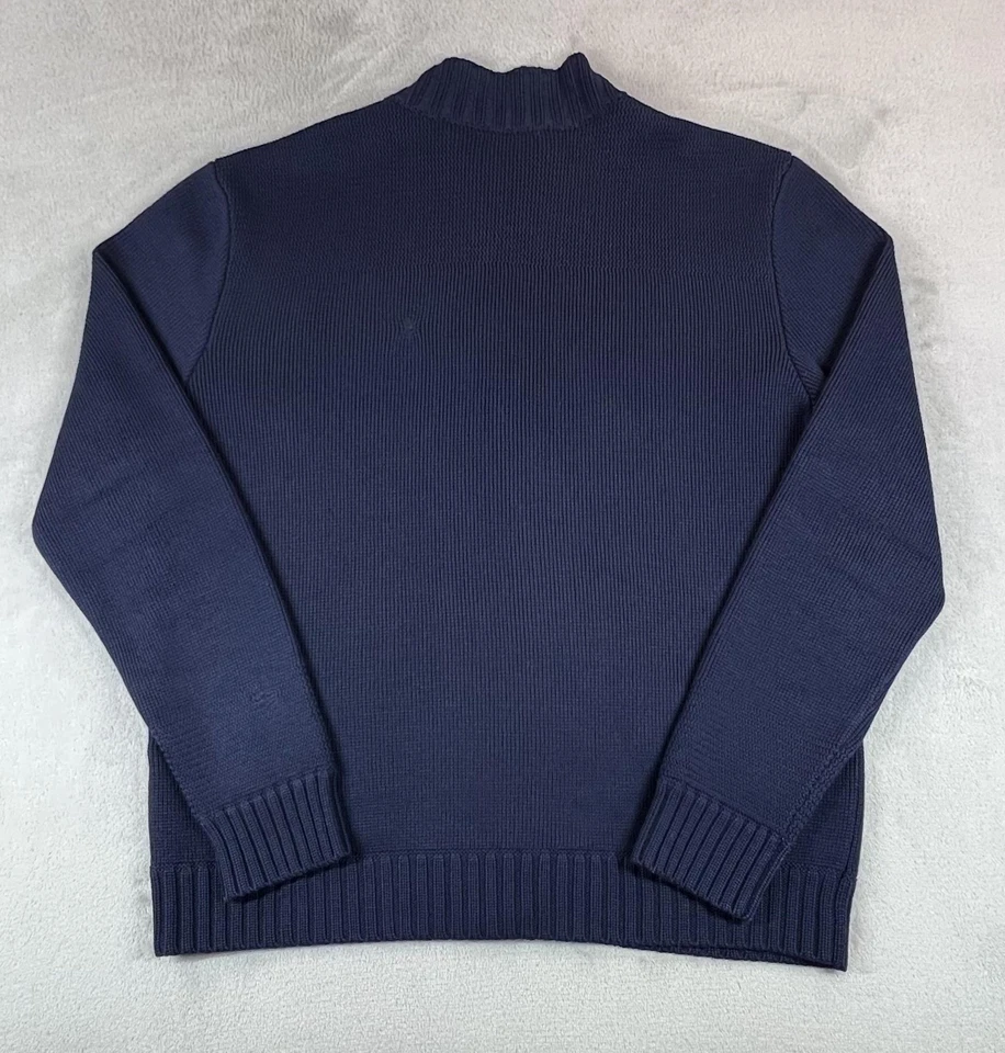 Suéter Vince Para Hombres Extra Grande Azul Marino Cuello Simulado Botón Cremallera Cárdigan Lana 7095 Foto 4 de 4