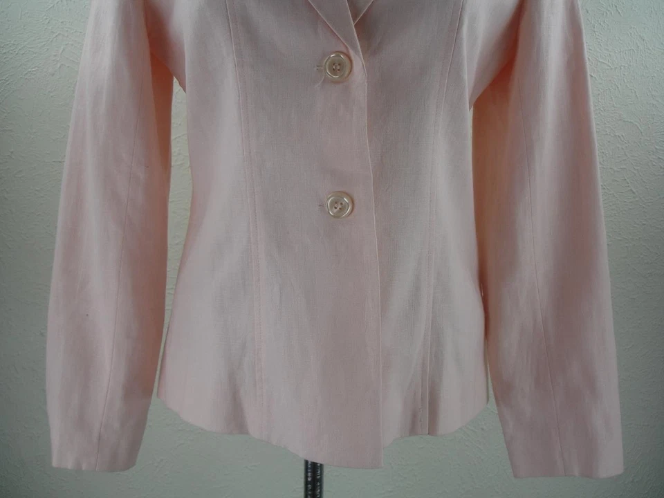 Mujer 6 Adolfo Rosa Verano 100% Lino 2 Piezas Traje Vestido Chaqueta Blazer Abrigo Deportivo Foto 4 de 4