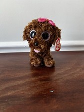 TY Beanie Boos Maddie the Poodle Plush Pink Sparkle Eyes Toy 6"