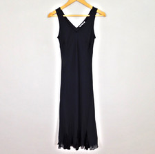 Per Una Black Sleeveless Midi Dress Size 8R Cutout Hem Evening Cocktail Y2K