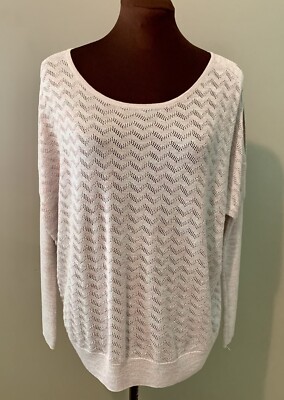 Ruff Hewn Womens Sweater S Pink Cold Shoulder Tunic Crochet Loose Lightweight
