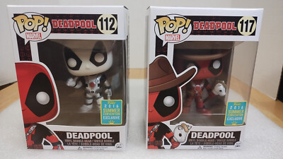 Funko Pop-Marvel-(set of 2 Exclusives)-Deadpool#112 & Deadpool#117 Bobble Heads