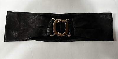 Vintage 00s B-Low the Belt Black Soft Leather Wide Style Interlocking Buckle Med