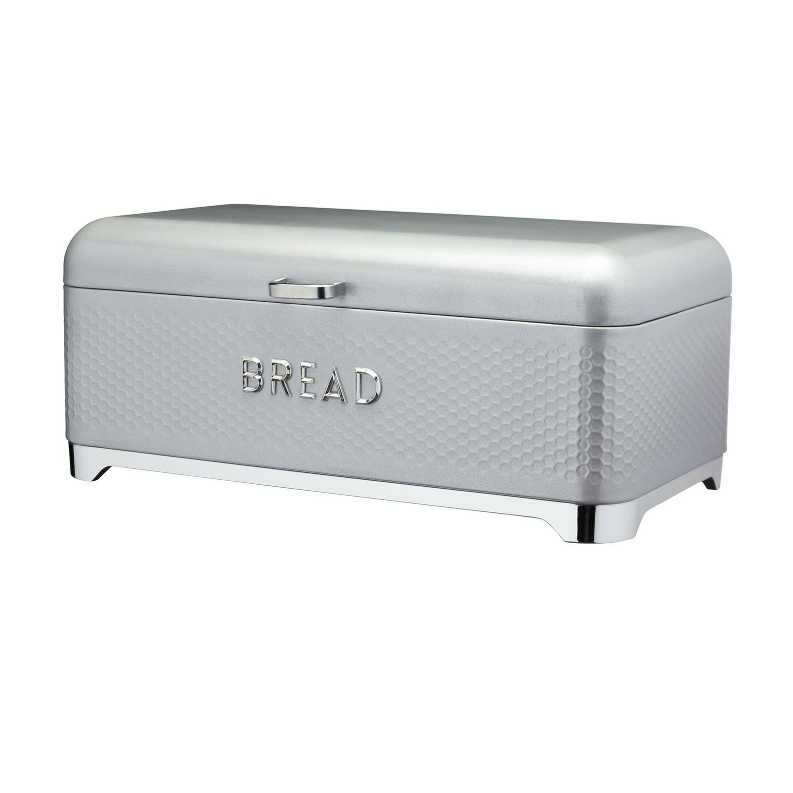 Lovello Silver Grey Bread Bin KitchenCraft Textured Kitchen Storage Breadbin