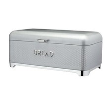Image of Lovello Silver Grey Bread Bin KitchenCraft Textured Kitchen Storage Breadbin