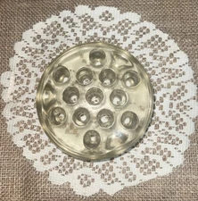 Vintage Clear Glass Floral Frog Flower Holder 13 Holes