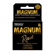 Trojan Magnum Raw Condoms   3 Count  Thin, Large Size, Premium Latex