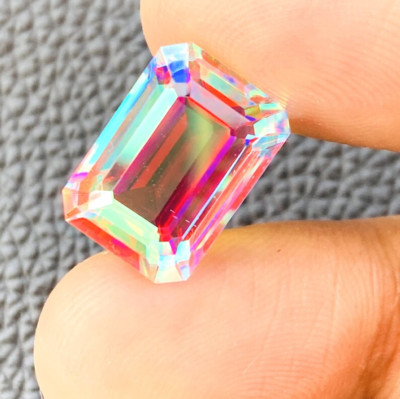 Certified 15 Ct Natural Emerald Rainbow Color Mystic Best Quartz Loose Gemstone