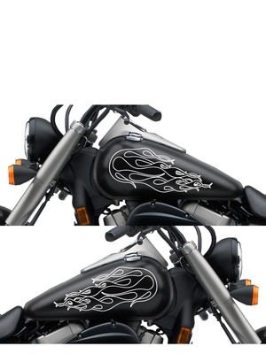 FGD Universal Ghost Flames Motorcycle Gas Tank Decal / Sticker Set 13'' x 5.5'' 
