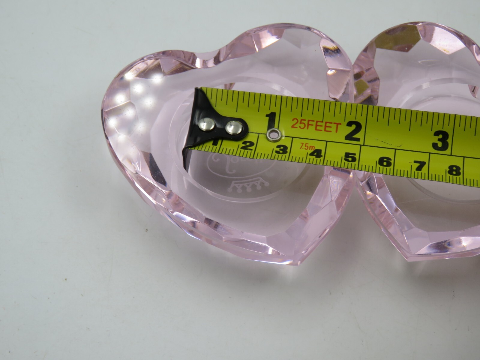 Sorelle Valentine Pink Crystal Glass Double Hearts Tealight Candle Holder