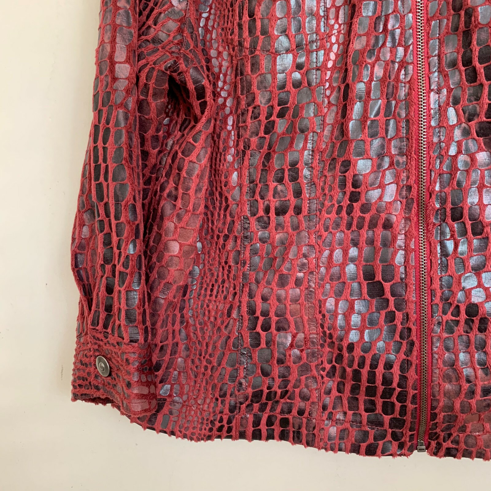 Ruby Rd. Jacket Burgundy Croc Print Collared Zip … - image 6
