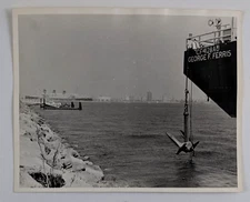 1970s George F Ferris Cargo Ship Anchor Bay Dock City Skyline Vintage Photo