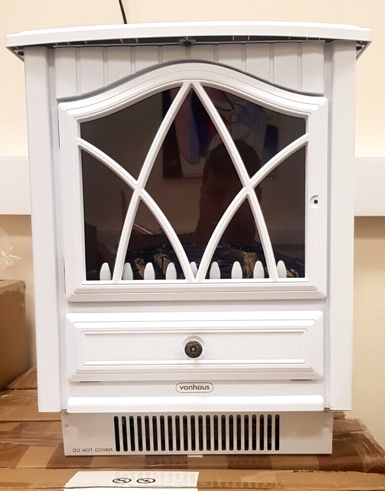 VonHaus Electric Stove Heater 1850W Indoor Fireplace Log/Wood Burner