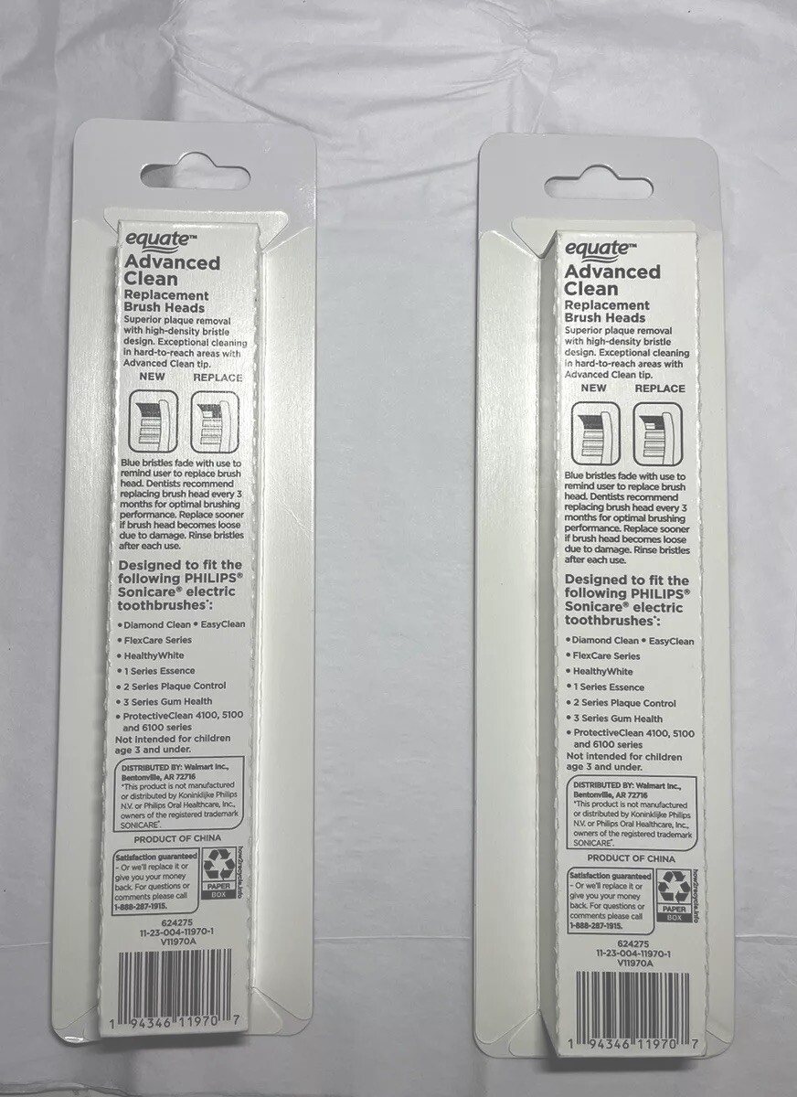 8 Total Equate SmileSonic Pro Advanced Clean Sonic Toothbrush Heads (2