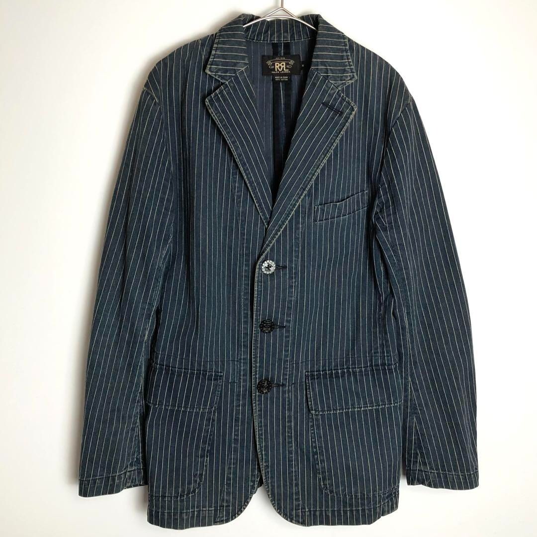 RRL Double RL RALPH LAUREN Jacket indigo stripe XS Cotton RRL Double RL RALPH LAUREN Jacket indigo stripe XS Cotton