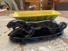Vintage Art Deco CERAMIC HAEGER PANTHER WITH PLANTER FEATURE 14.” X 5”READ
