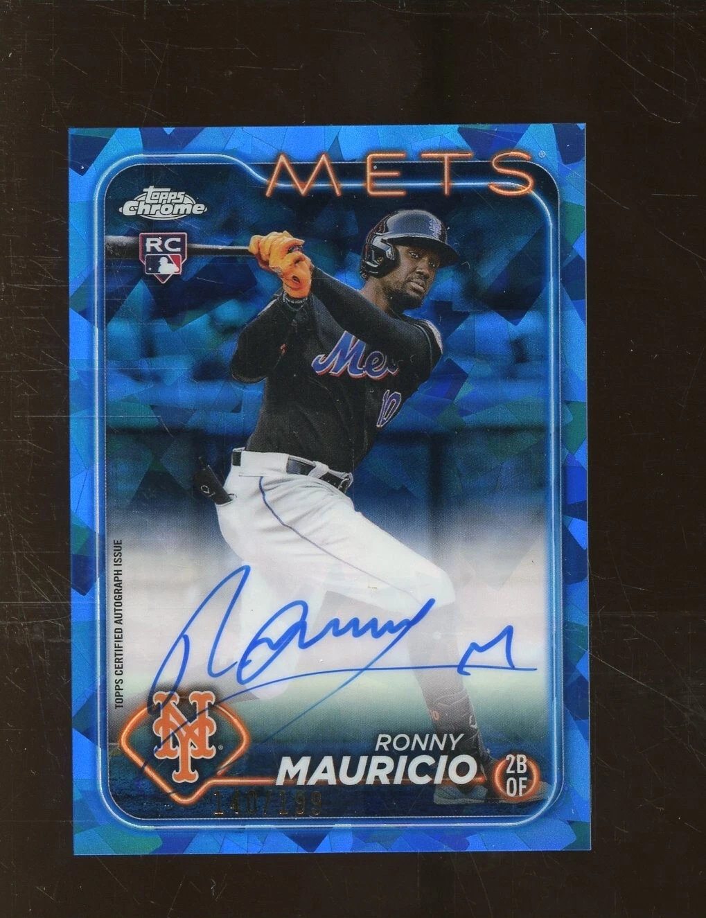 2024 Topps Chrome Sapphire Ronny Mauricio Mets RC Rookie AUTO 140/199