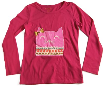 Cat & Jack Girls Sleepwear Top Cute Kitty Print  Hot Pink Size M(7/8) G001