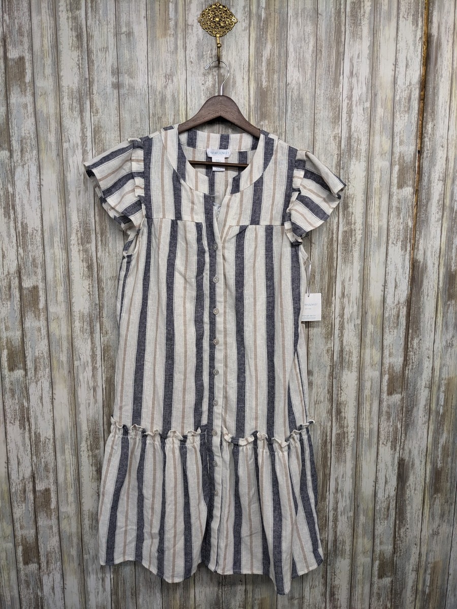 Cynthia Rowley Dress XS Linen Blend Button Tiered Ruffle Beachy Prairie NWT Cynthia Rowley Dress XS Linen Blend Button Tiered Ruffle Beachy Prairie NWT