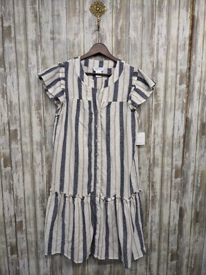 sleeveless linen button down dress Posh Button Linen Dress main image 1