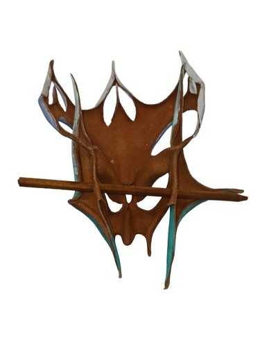 Hand Made Tribal Leather Face Mask Hair Pin Genuine Leather Hand Tooled Art Rare - Picture 2 of 7