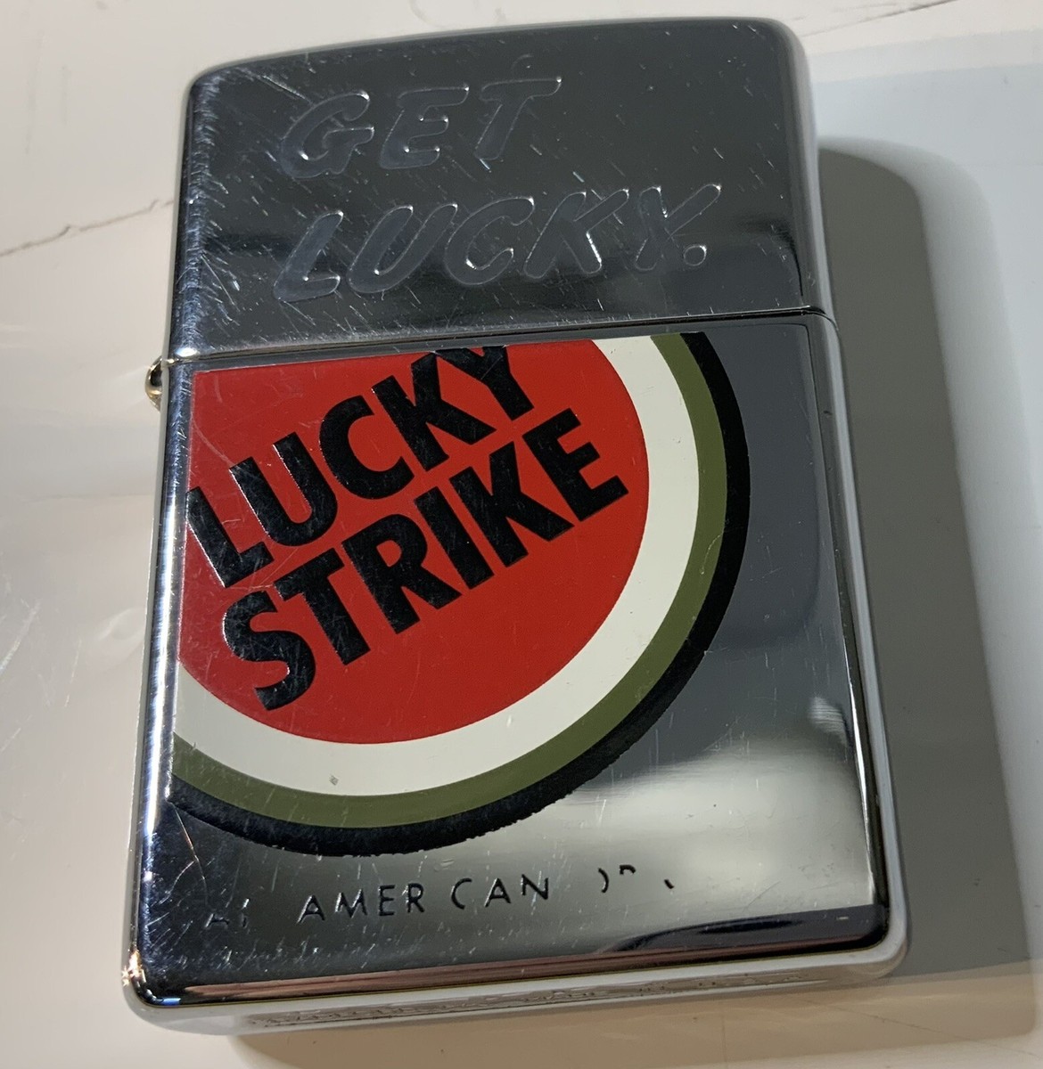 LUCKY STRIKE 90's ガール トリッキーバージョン Zippo ZIPPO XIV LUCKY STRIKE GET LUCKY POLISHED CHROME LIGHTER