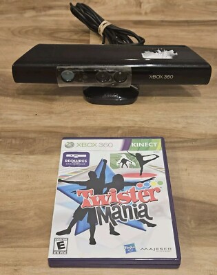 Microsoft Kinect Sensor for XBox 360 with TWISTER MANIA  GAME, MANUAL, CASE CIB