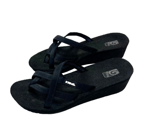 TEVA BLACK MUSH MANDALYN STRAPPY WEDGE SANDALS, WOMEN'S 7 - Picture 2 of 4