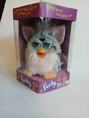 Furby Vintage 1998 Pink/Gray Leopard Blue Eyes Tiger Electronics 70-800