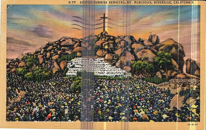 VINTAGE POSTCARD EASTER SUNRISE SERVICES MT.RUBIDOUX  RIVERSIDE CALIFORNIA