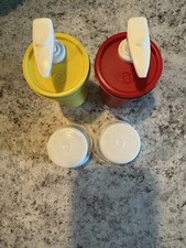 VINTAGE TUPPERWARE KETCHUP AND MUSTARD DISPENSERS, SPRINGS WORK GREAT