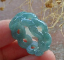 Certified Icy Green Natural A JADE Jadeite Knotted RING USA. 9.75    636002 AS