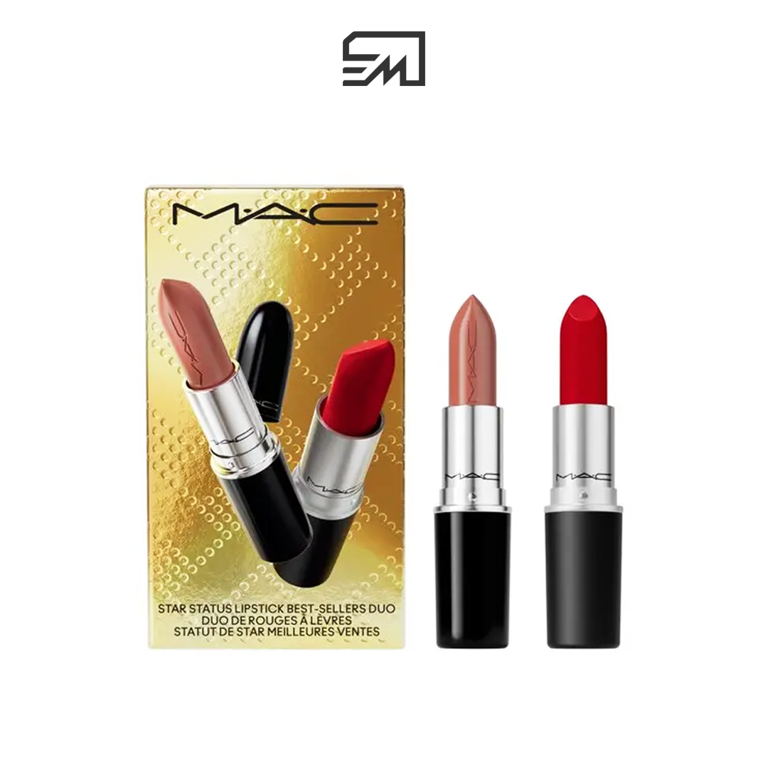 MAC Cosmetics 2 PIECE Star Status Lustreglass + Retro Matte Lipstick Holiday Set-image