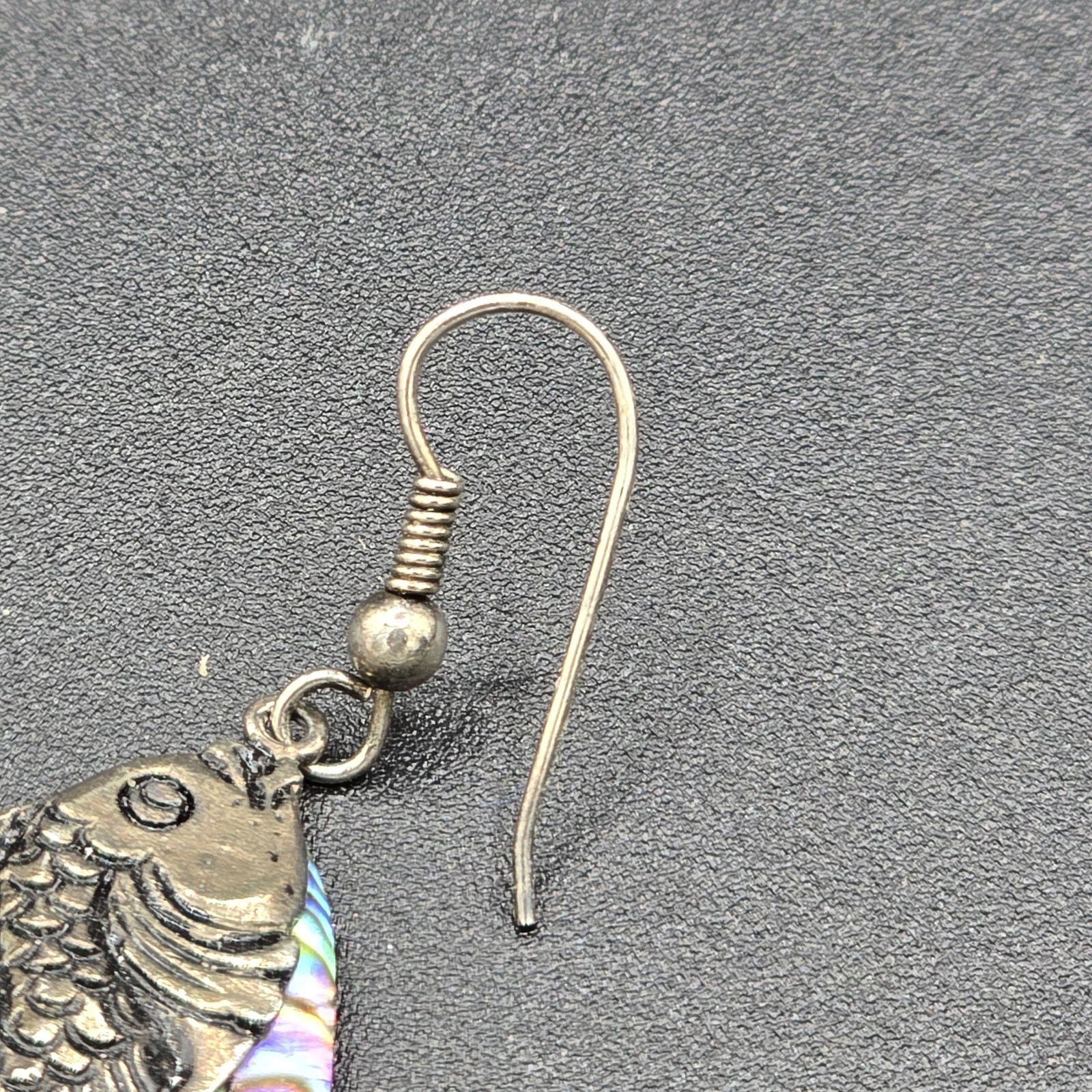 Vintage Earrings Dangle Abalone Shell Jewelry Fish - image 6