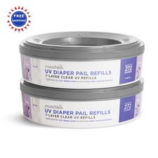 Diaper Pail Refill Rings Munchkin UV Holds 544 Newborn Diapers 2 Pack