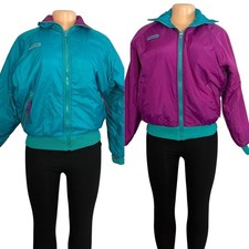 Columbia Womens Vintage Reversible Teal and Purple Puffer Jacket Size Small