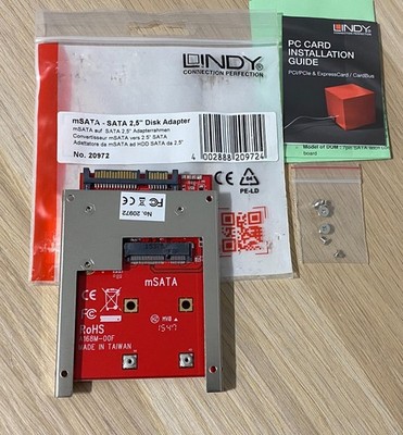 LINDY  20972 | mSATA auf SATA 2,5'' Disk Adapter | Adapterrahmen | NEU