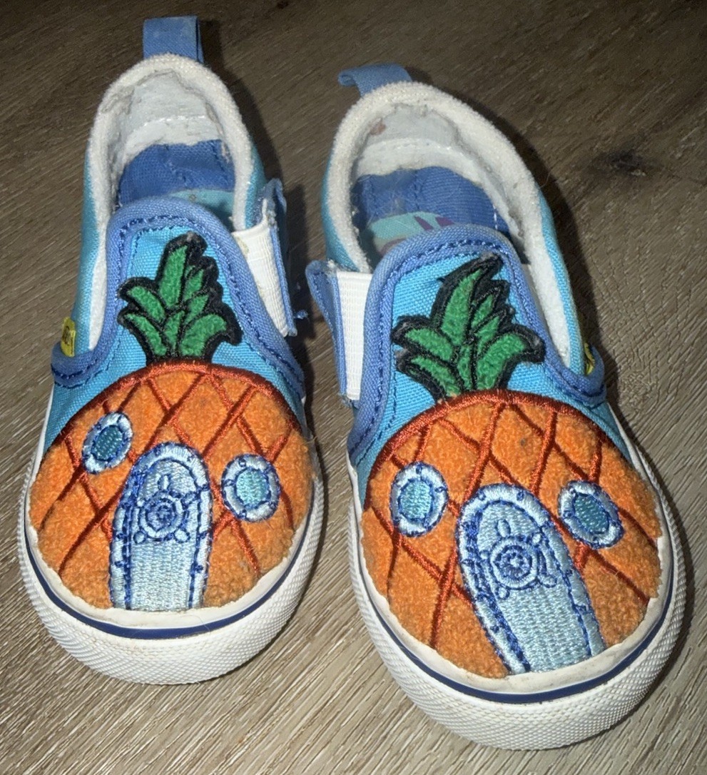 Vans Toddler Boys Girls Sz 5.5 SpongeBob SquarePants Slip On Shoes