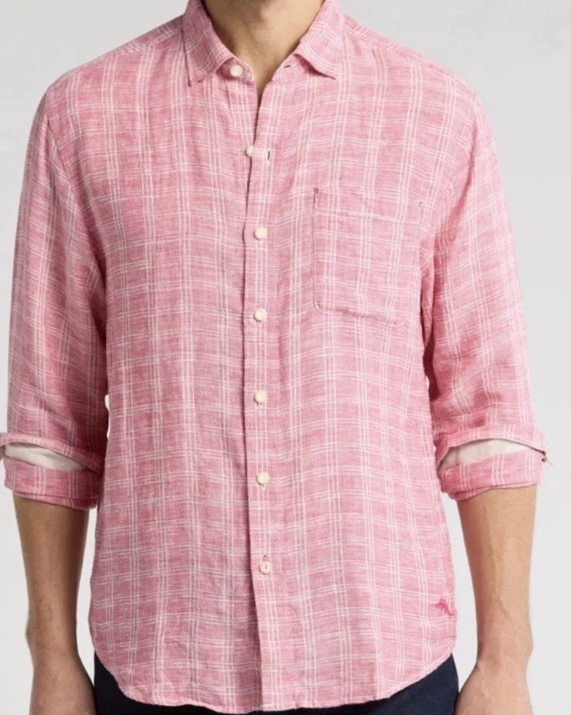 MEN'S TOMMY BAHAMA VENTANA PLAID LINEN SHIRT (M)