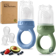 2 Pack KeaBabies Silicone Baby Fruit Feeder - Slate Self-Feeding Teether