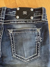 Miss Me Women’s Cuffed Capri Jeans Bling Pocket Size 27