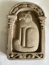 VTG Carruth Studios Cat Cement Wall Hanging Mice Birds Garden Cottage Signed