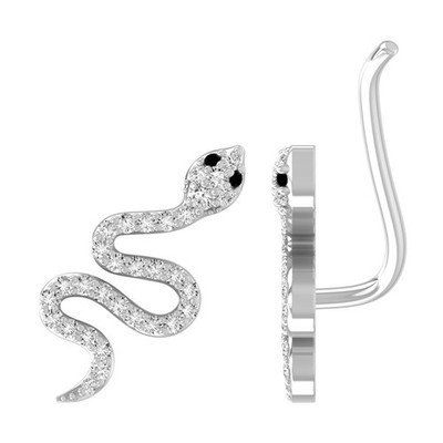 Ohrringe 0,2 kt natürlicher Diamant 14 K Weißgold Schlange Kletterer für Damen
