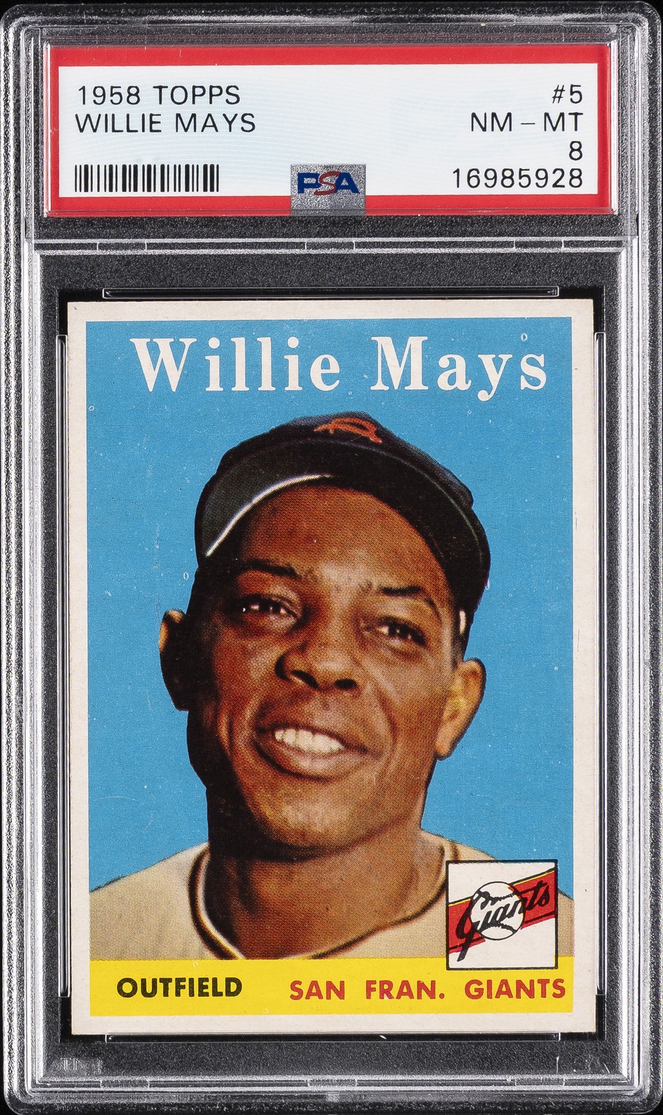 1958 TOPPS #5 WILLIE MAYS PSA 8