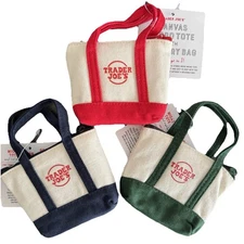 2025 Christmas New Trader Joe's Canvas Micro Tote with Grocery Bag - Set Of 3
