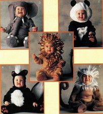 McCalls Costume Pattern MP267 8938 Skunk Lion Monkey Elephant Panda Size 1 UC