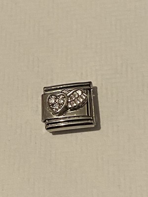 Neu CZ Geflügeltes Herz Silber Charm passt allen 9mm Klassisch Italienisch Armband