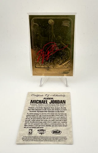1997-98 Fleer 23 Karat Gold Red Signature Michael Jordan Card /19860